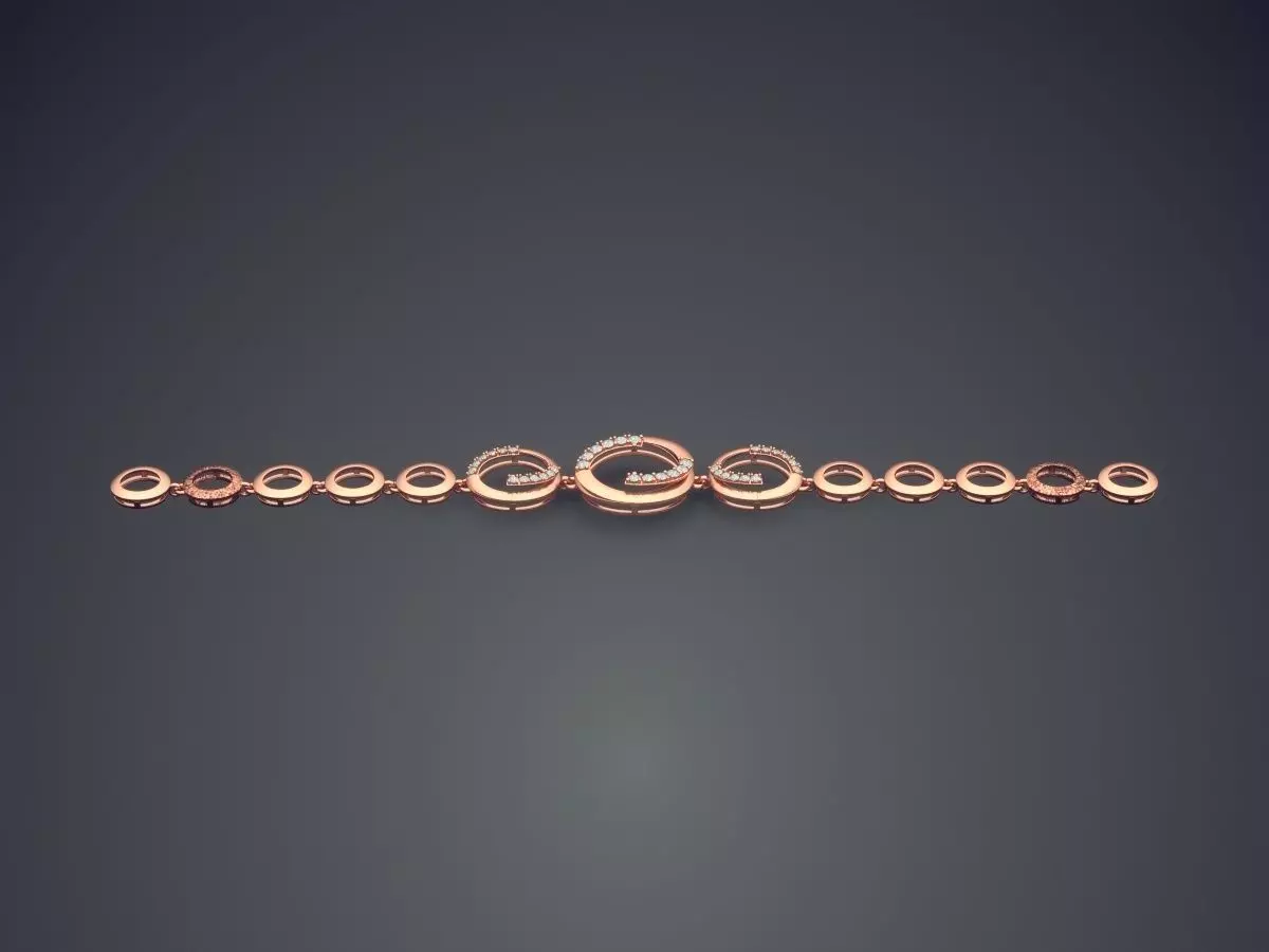 Bracelet With Small Oval Diamonds 1166 3D print model_2