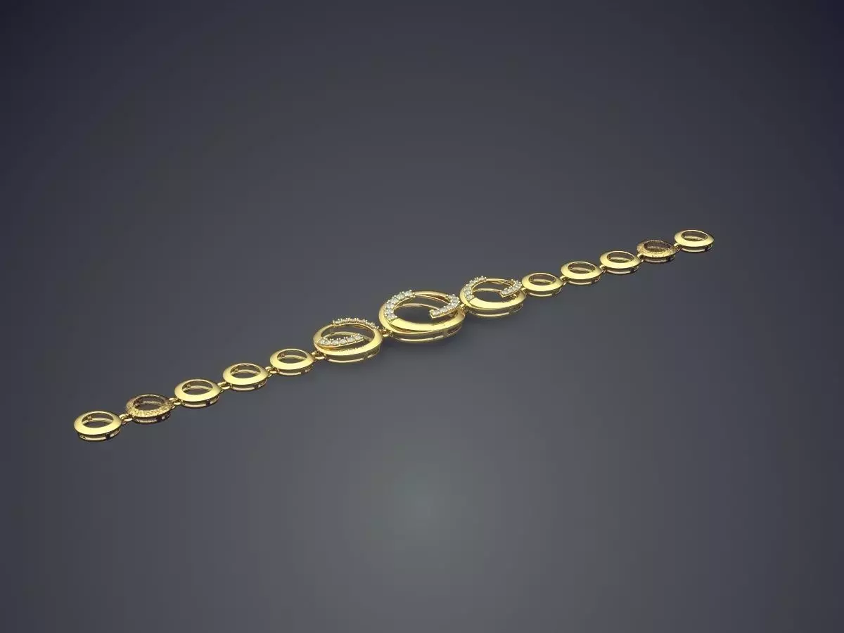 Bracelet With Small Oval Diamonds 1166 3D print model_0