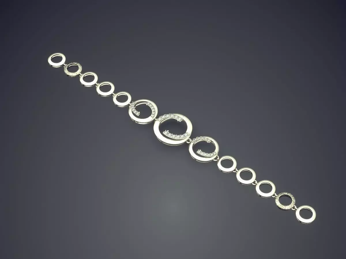 Bracelet With Small Oval Diamonds 1166 3D print model_1