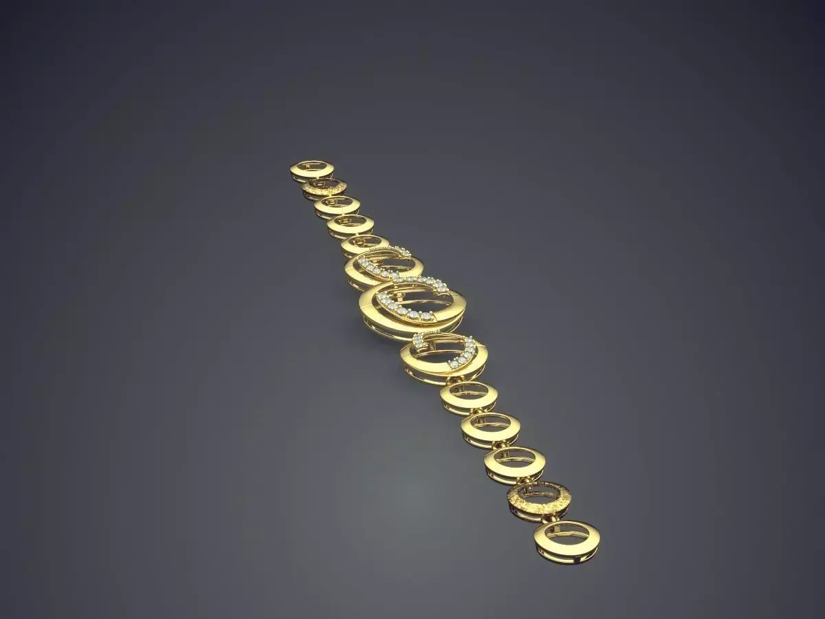 Bracelet With Small Oval Diamonds 1166 3D print model_3