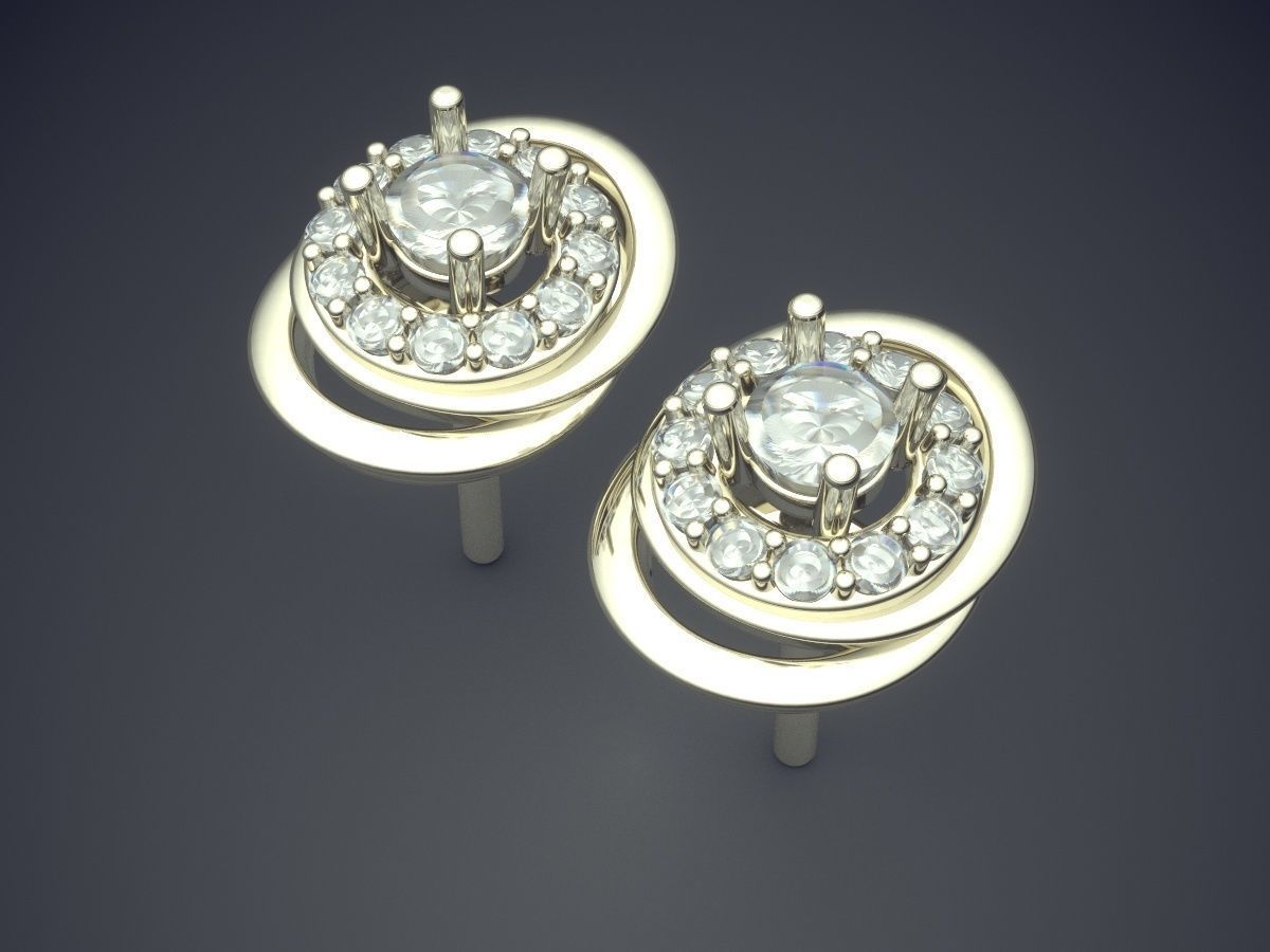 Futuristic Circle Design Earrings 1153 3D print model_1
