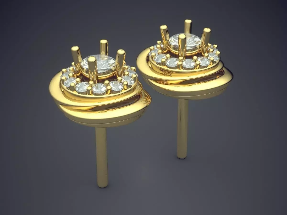 Futuristic Circle Design Earrings 1153 3D print model_0