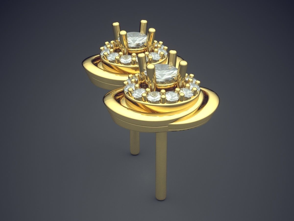 Futuristic Circle Design Earrings 1153 3D print model_3