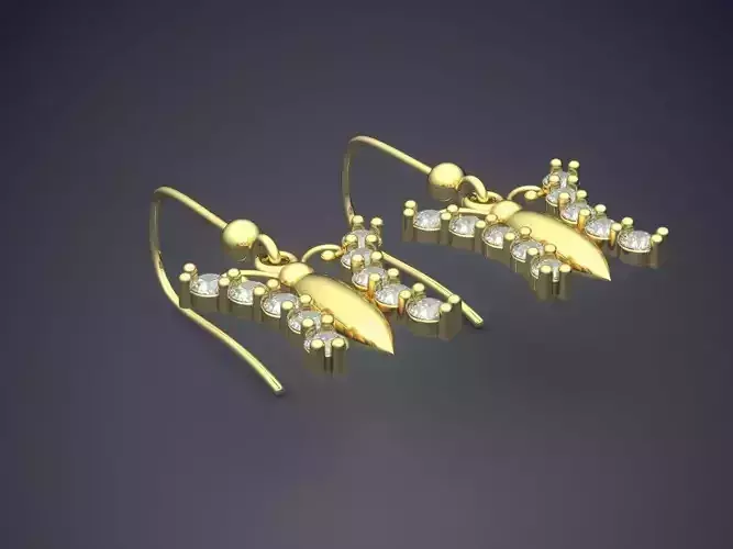 Girly Butterfly-Shape Earrings with Diamonds 1142