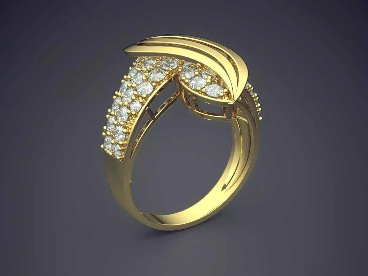 Elegant Ring With Diamonds 1150 3D print model_0