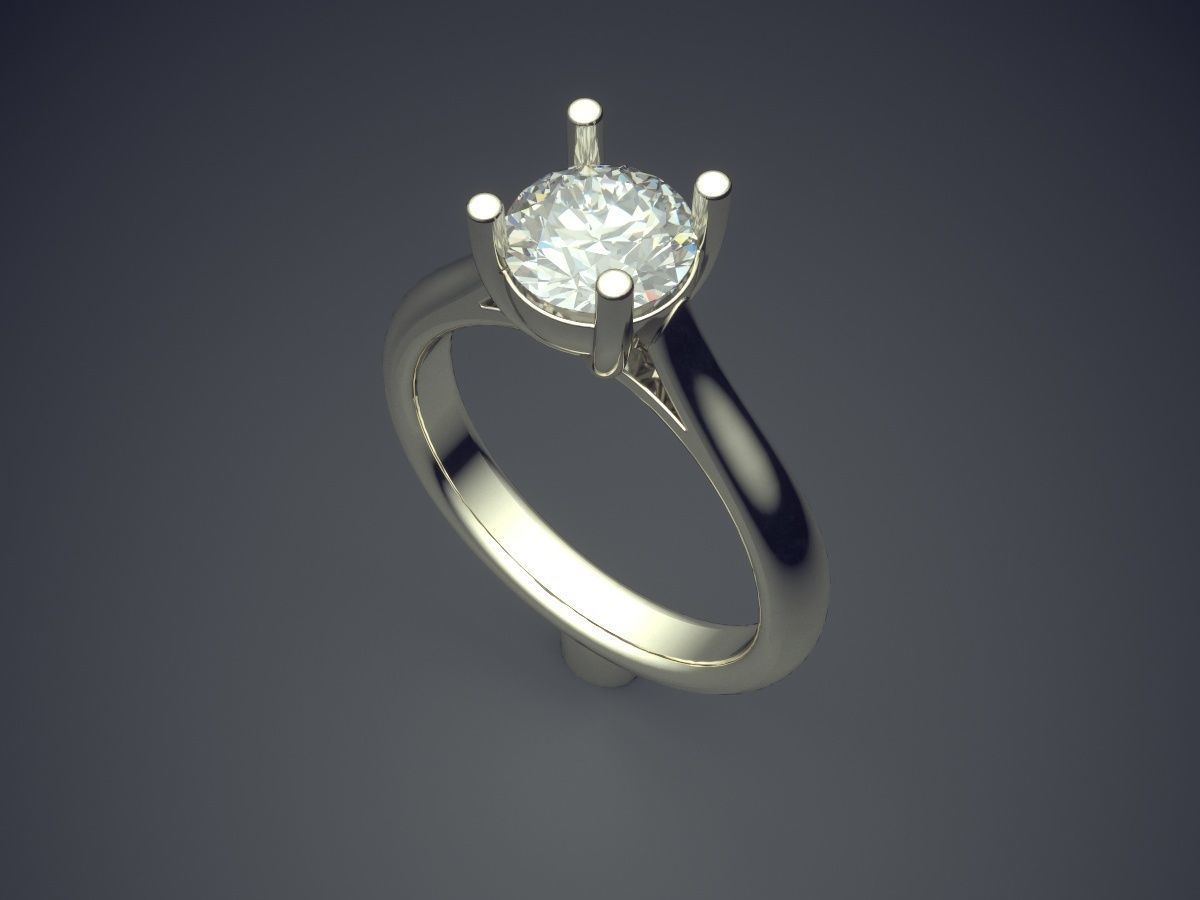 Dainty Engagement Ring with Small Diamonds 1141 3D print model_1