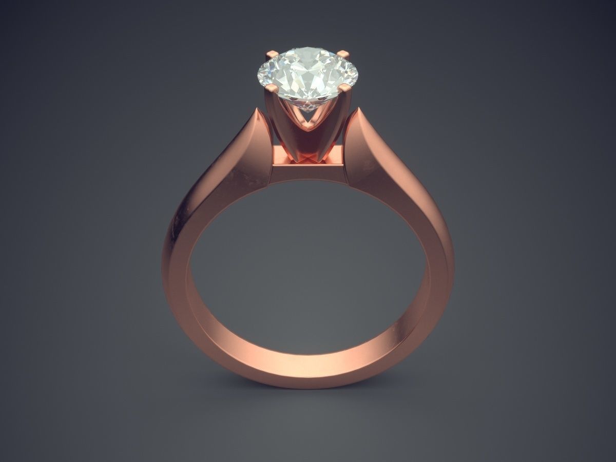 Simple Ring With Diamond 1138 3D print model_2