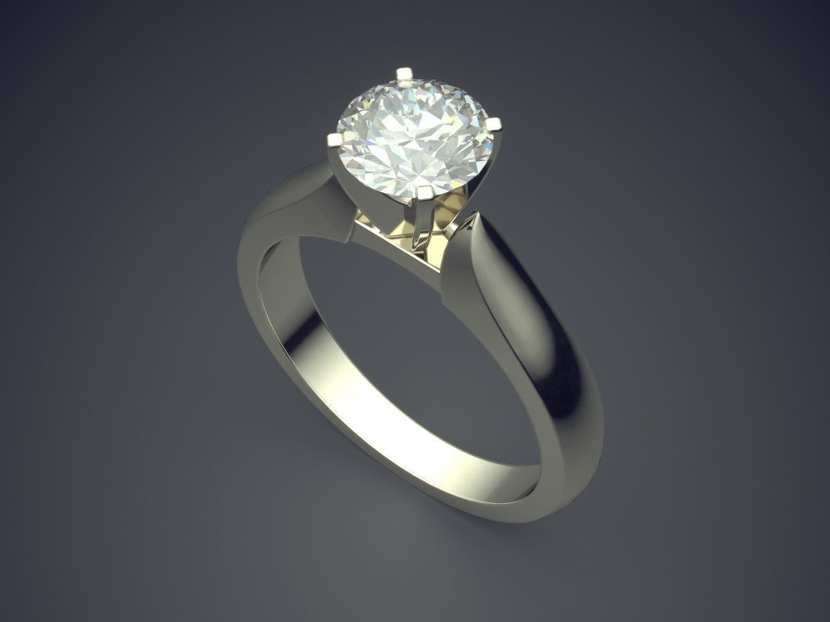 Simple Ring With Diamond 1138 3D print model_1