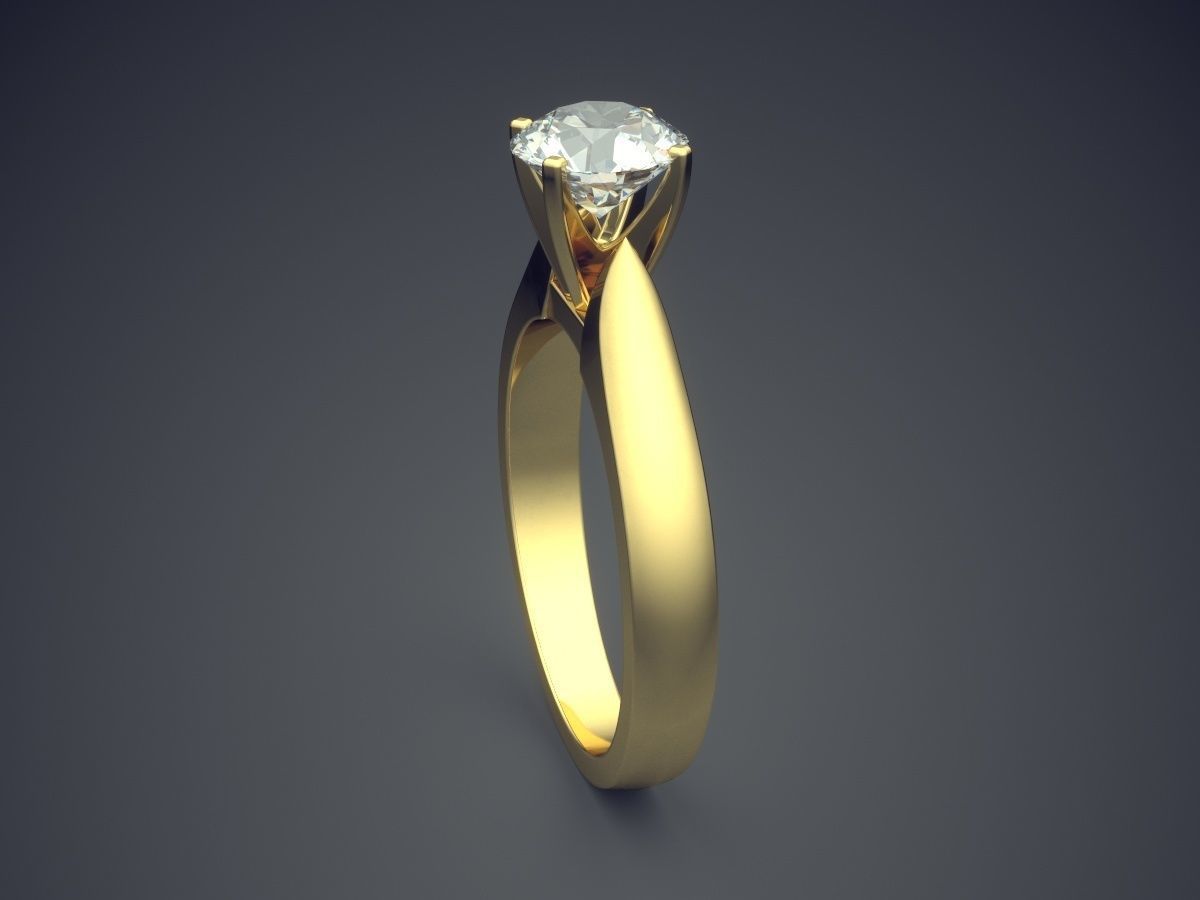 Simple Ring With Diamond 1138 3D print model_3