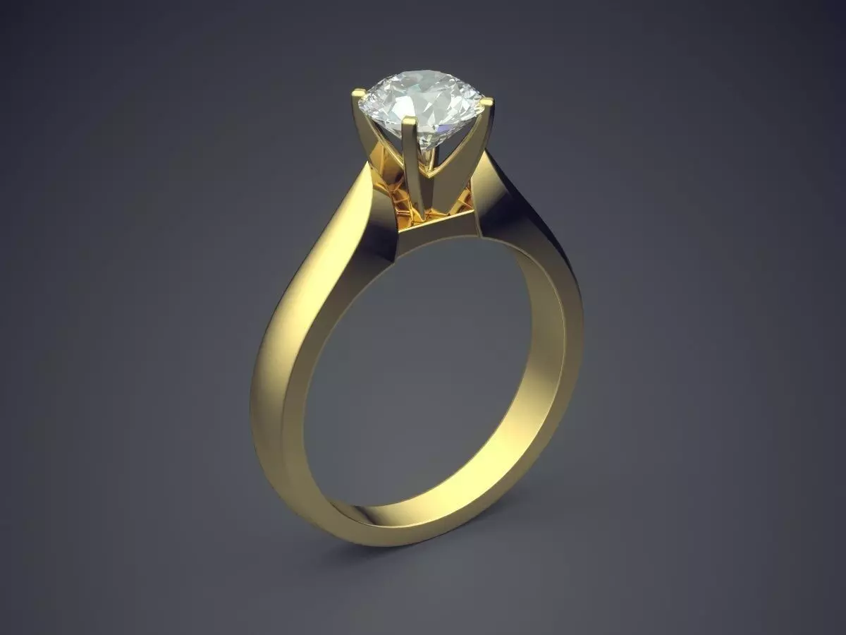 Simple Ring With Diamond 1138 3D print model_0