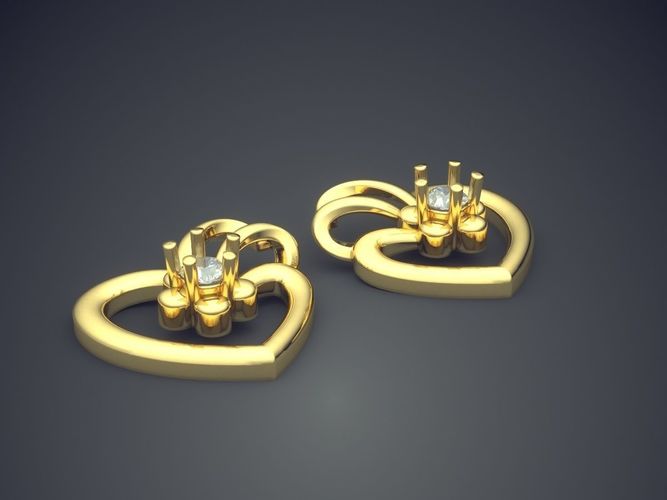 Girly Heart-Shaped Earrings 1135 3D print model