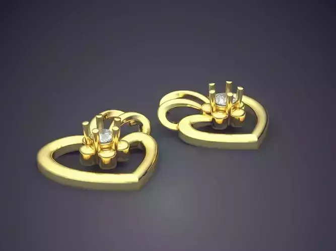 Girly Heart-Shaped Earrings 1135 3D print model