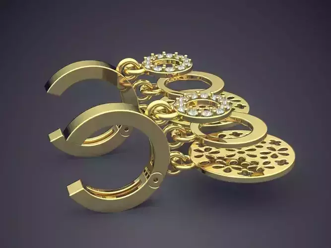 Oval Earrings With Few Diamonds 1120