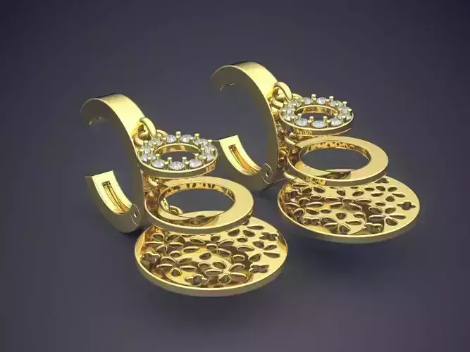 Oval Earrings With Few Diamonds 1120