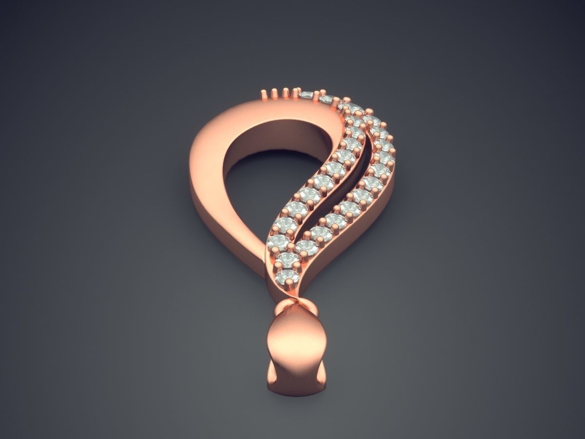 Raindrop-Shaped Diamond Pendant 1115 3D print model_2