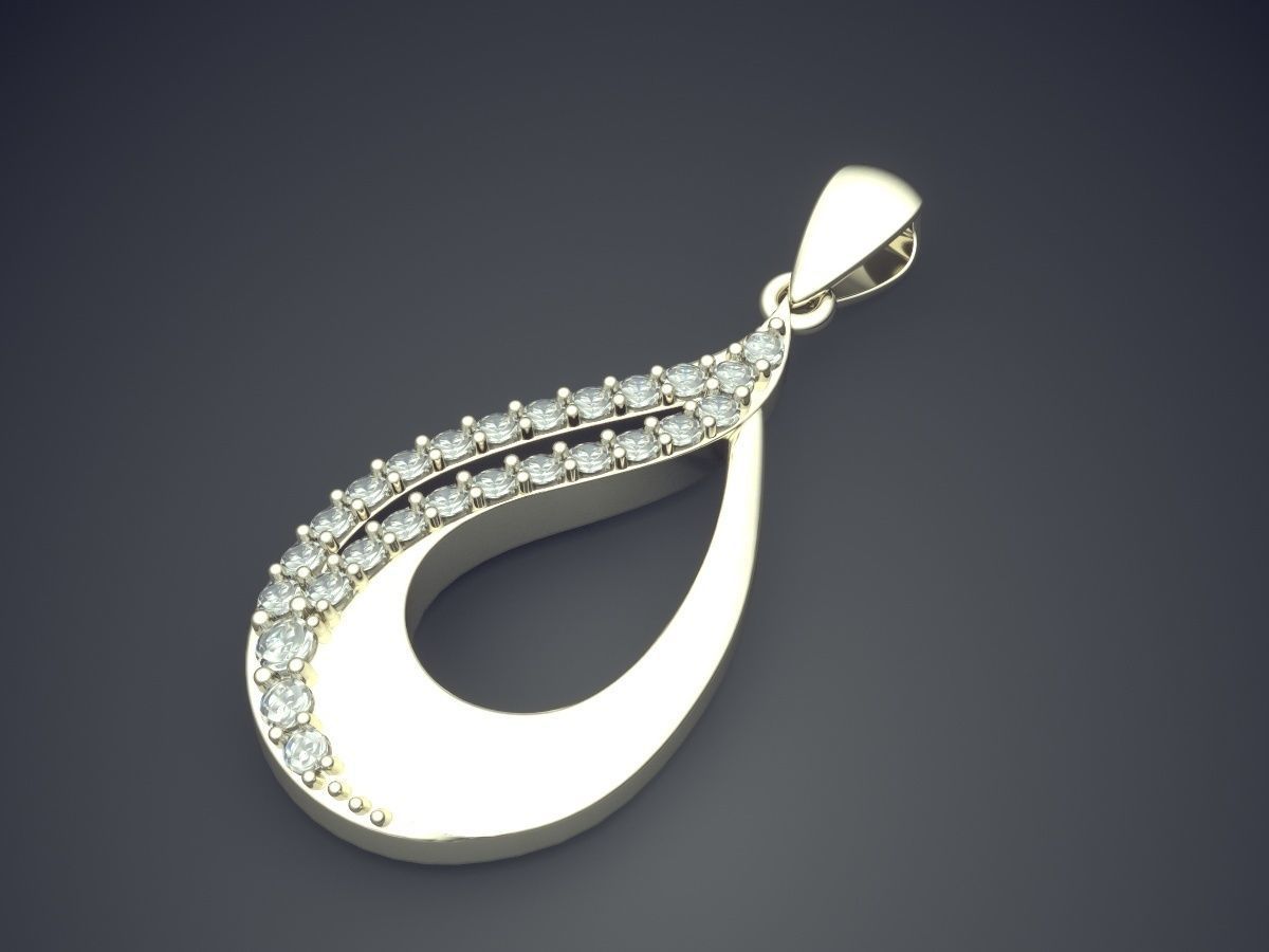 Raindrop-Shaped Diamond Pendant 1115 3D print model_1