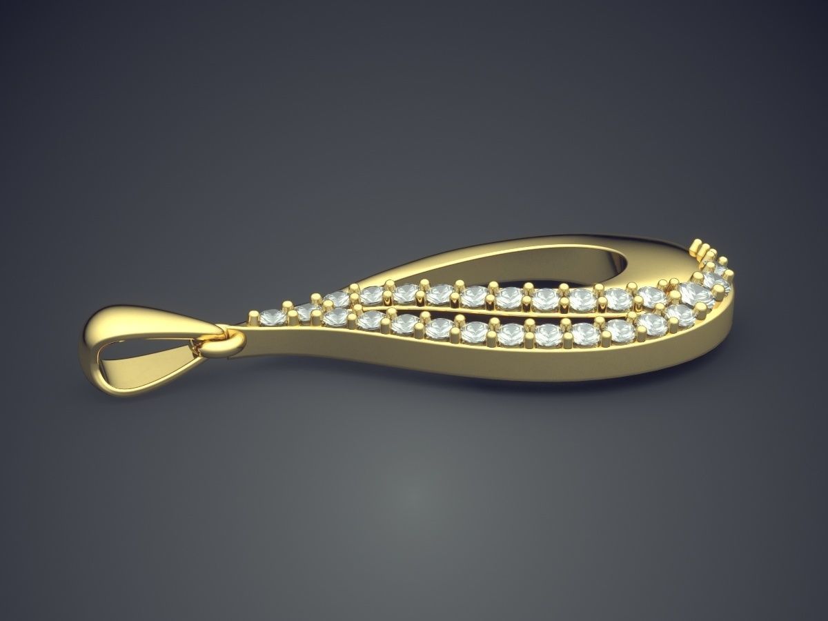 Raindrop-Shaped Diamond Pendant 1115 3D print model_3