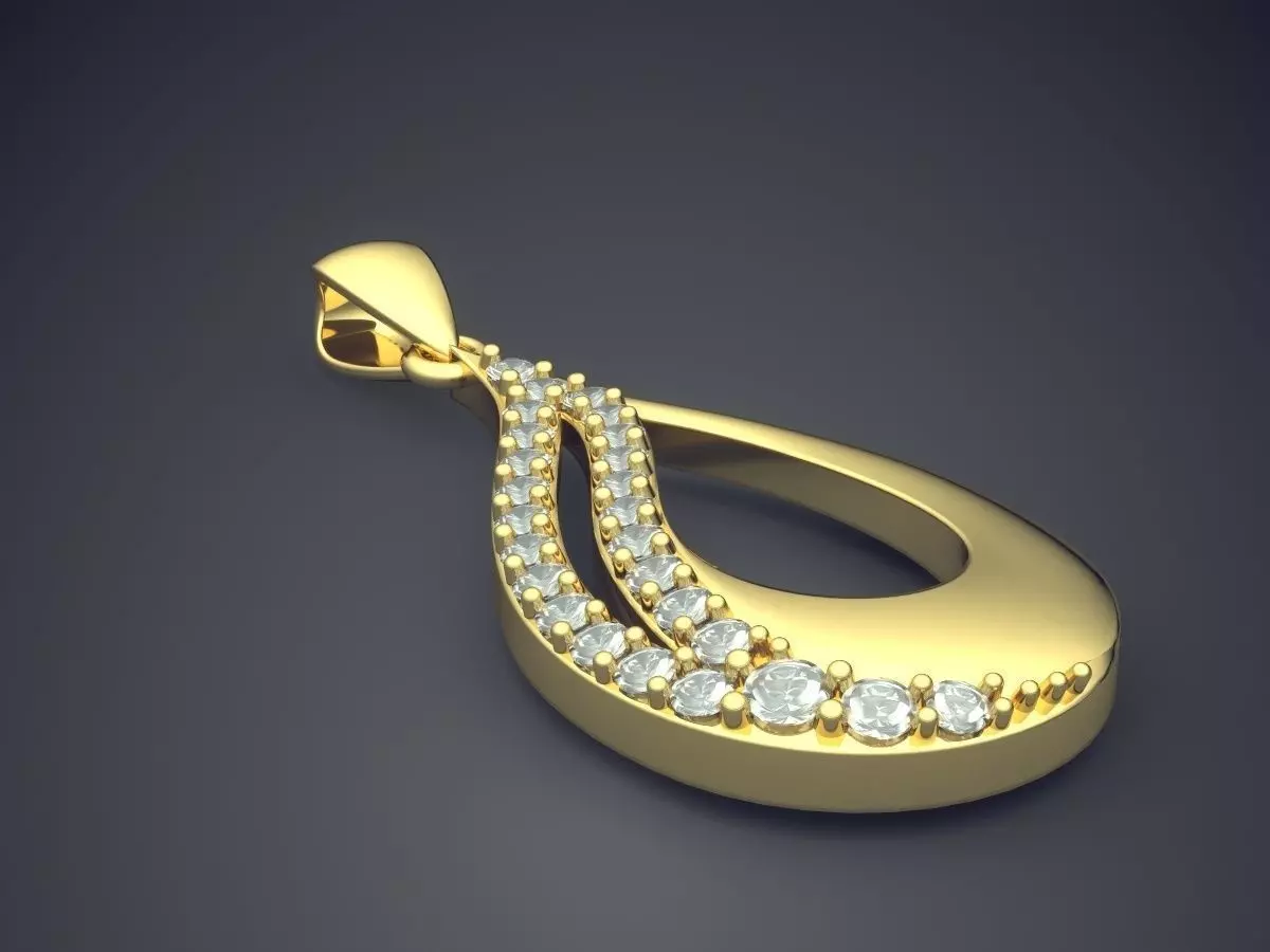 Raindrop-Shaped Diamond Pendant 1115 3D print model_0