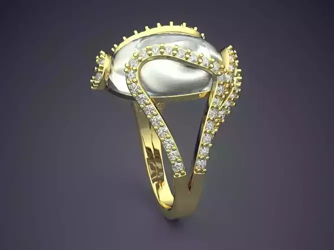 Wedding Ring With Huge Pearl 1119