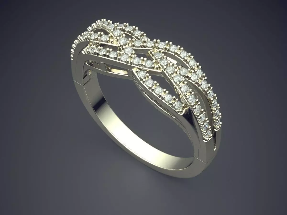 Ring With Small Diamonds 1114 3D print model_1