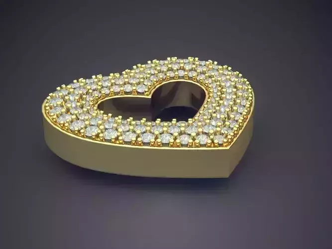 Thick Heart-Shaped Diamond Pendant 1118