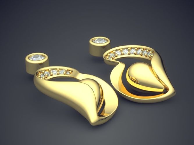 Elegant Earring With Diamonds 1087 3D print model