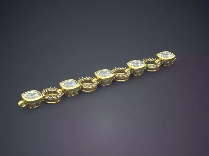 Thick Bracelet With Big Diamonds 1077 3D print model