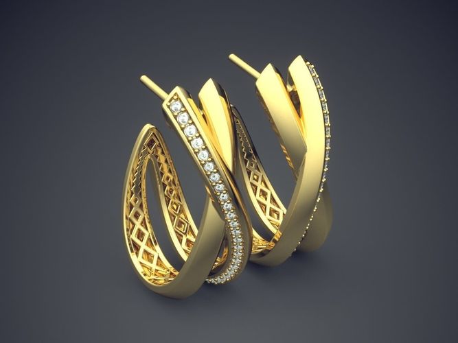 Simple Detailed Elegant Earrings for Women 1076 3D print model