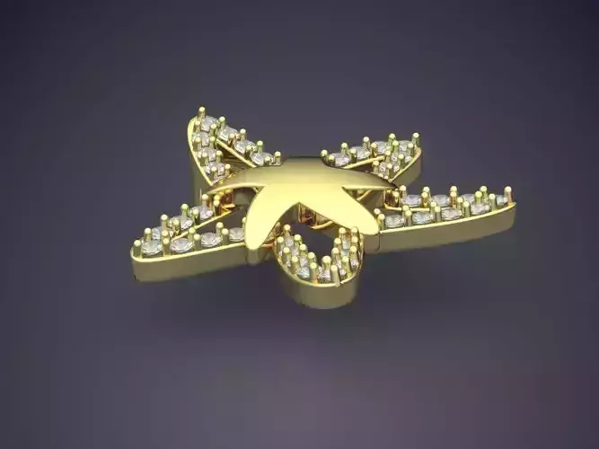 Star Shaped Pendant With Small Diamonds 1069 3D print model