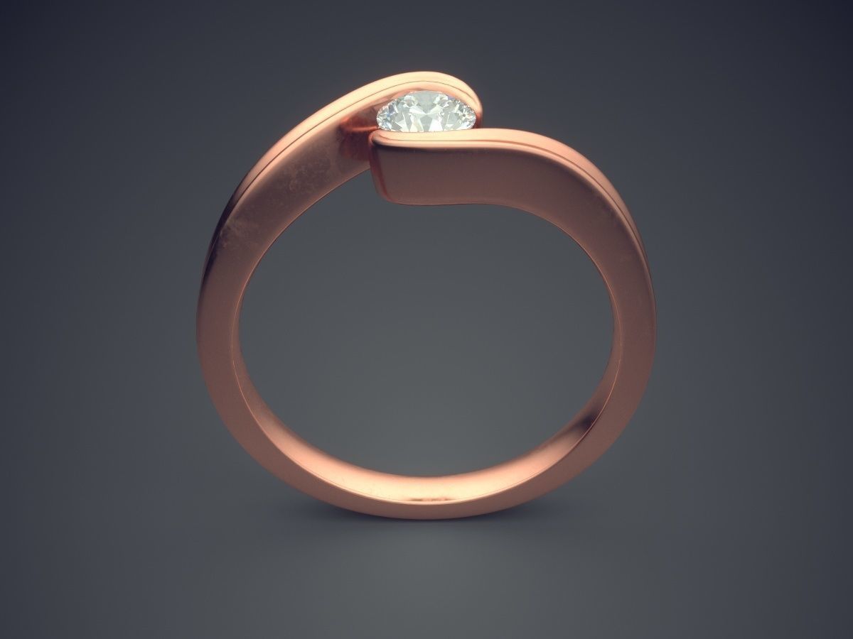 Pretty Minimal Design Ring with Diamond 1068 3D print model_2