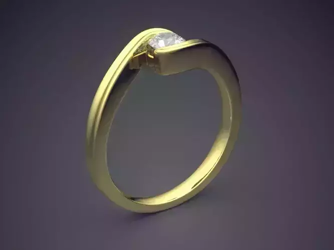 Pretty Minimal Design Ring with Diamond 1068