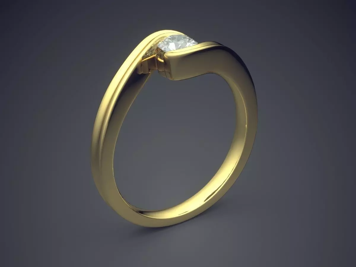 Pretty Minimal Design Ring with Diamond 1068 3D print model_0