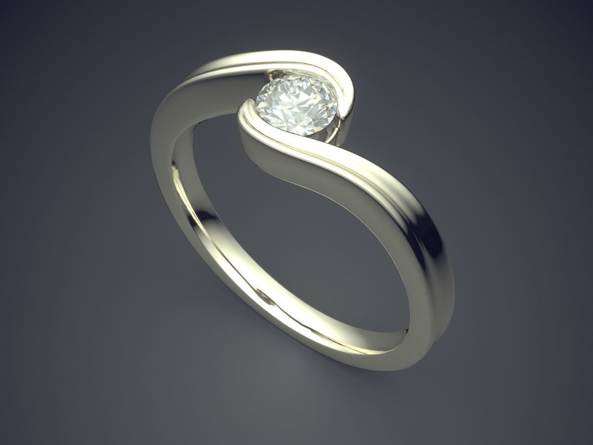Pretty Minimal Design Ring with Diamond 1068 3D print model_1