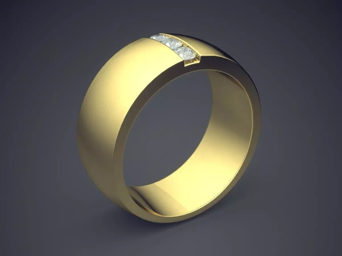 Minimalistic Thick Carved Diamond Ring 1062 3D print model_0