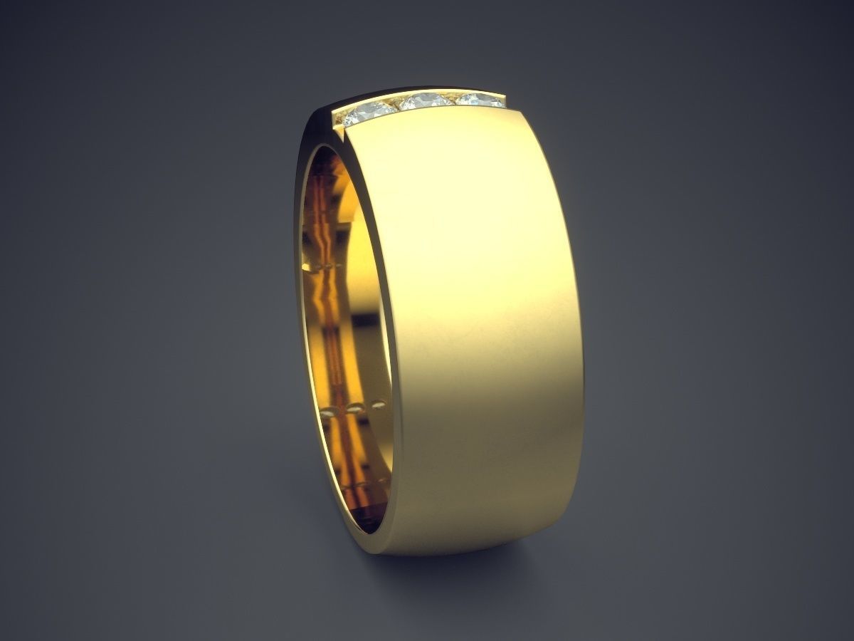 Minimalistic Thick Carved Diamond Ring 1062 3D print model_3