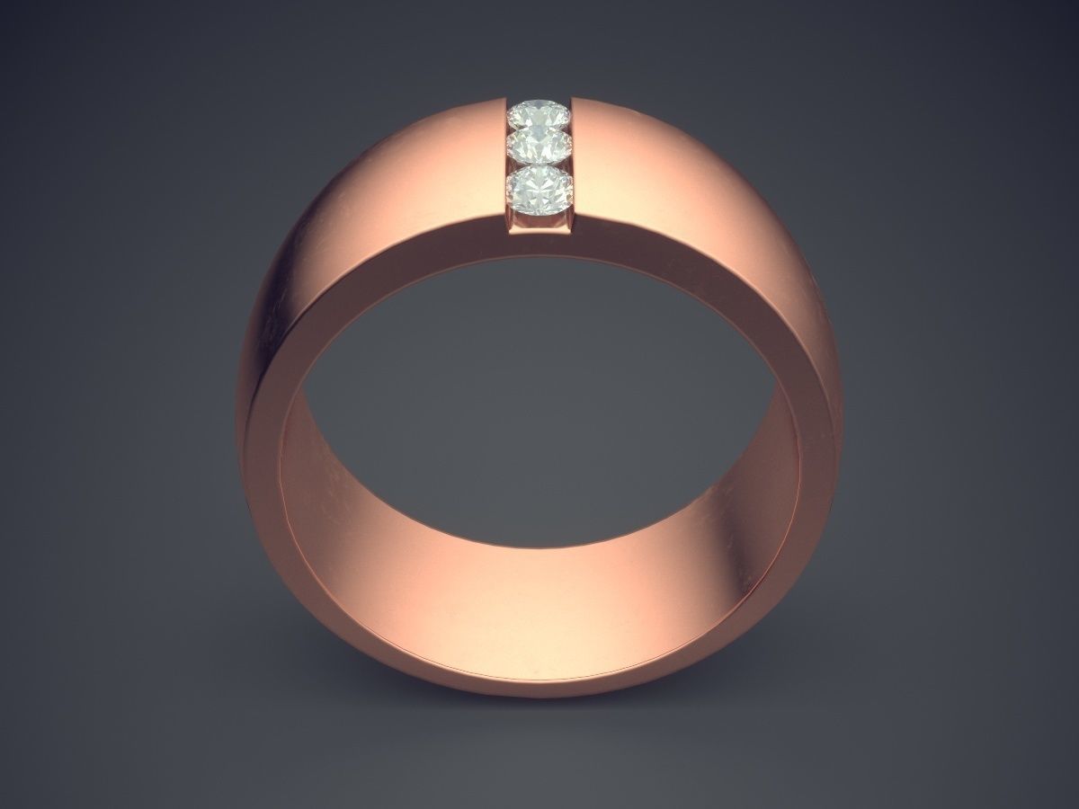 Minimalistic Thick Carved Diamond Ring 1062 3D print model_2