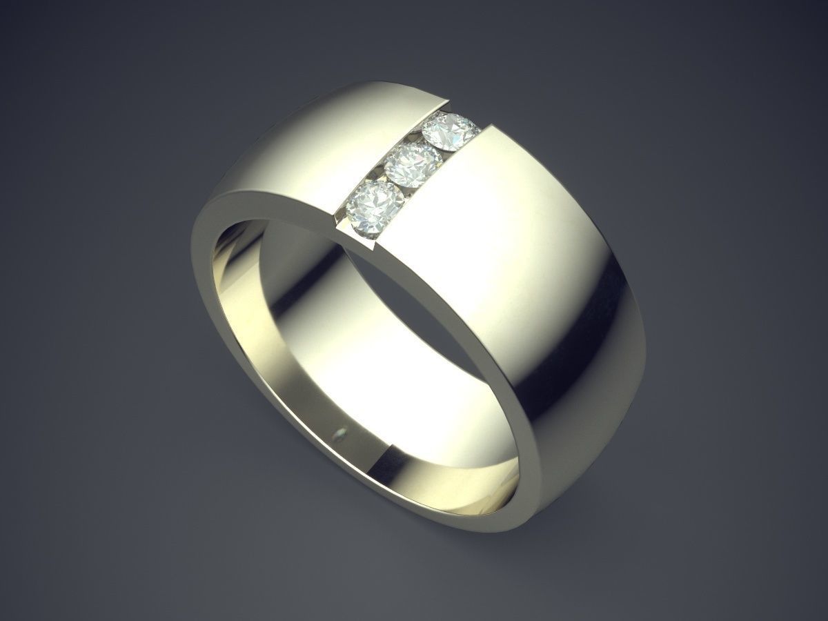Minimalistic Thick Carved Diamond Ring 1062 3D print model_1