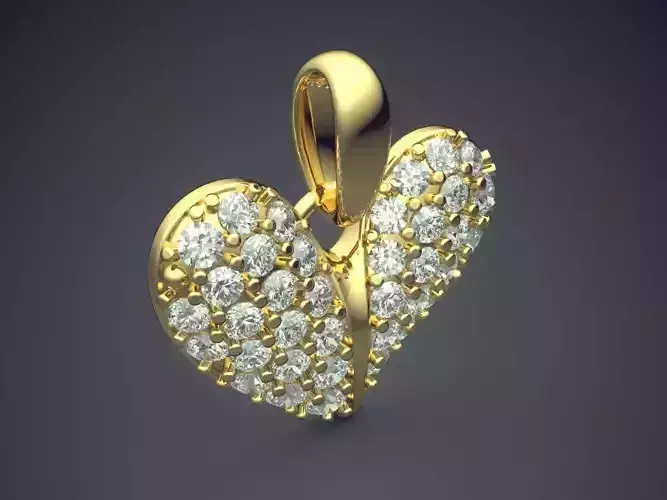 Heart Shaped Pendant With Diamonds 1063