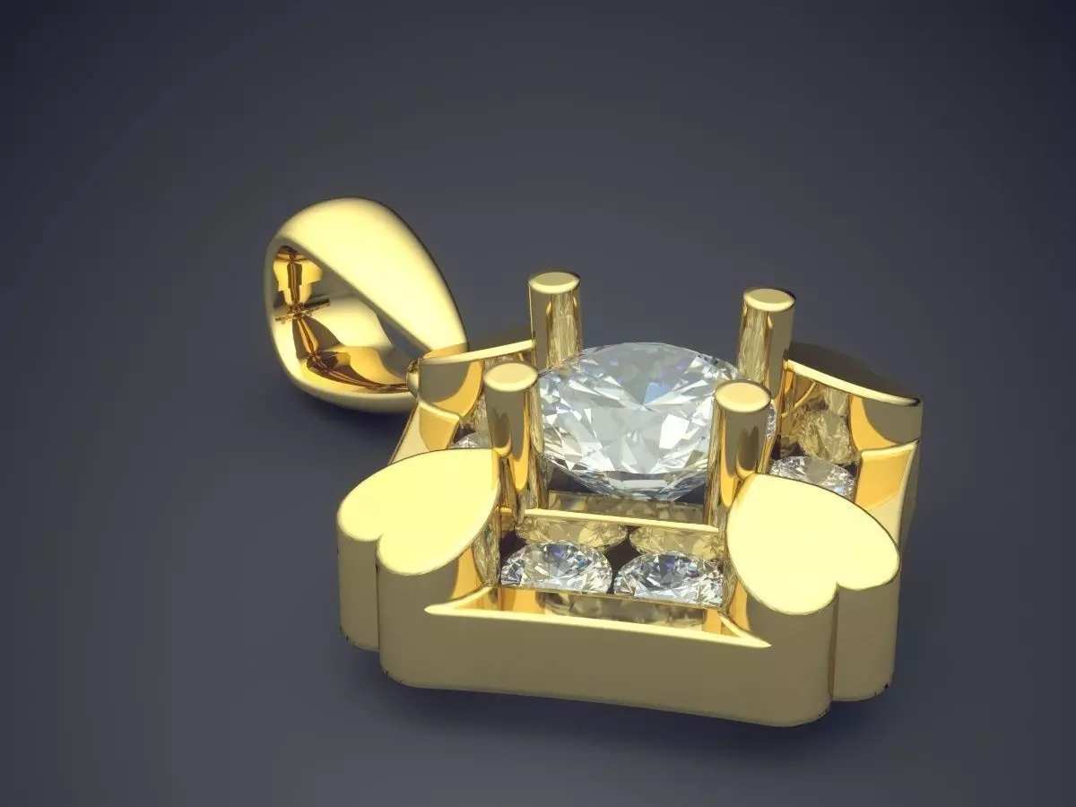 Detailed Pendant With Diamonds 1058 3D print model