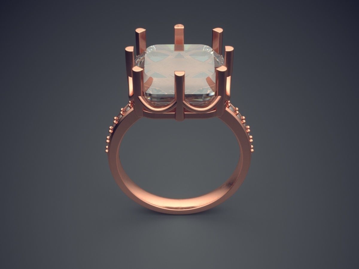 Impressive Classic Minimal Crystal Ring 1053 3D print model_2