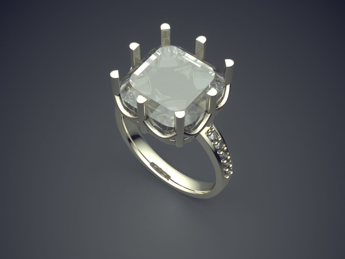 Impressive Classic Minimal Crystal Ring 1053 3D print model_1