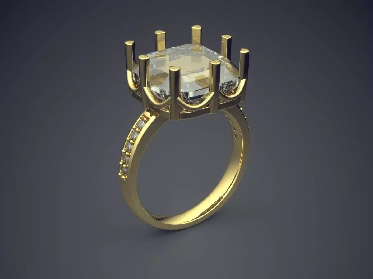 Impressive Classic Minimal Crystal Ring 1053 3D print model_0