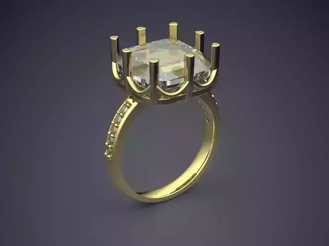 Impressive Classic Minimal Crystal Ring 1053