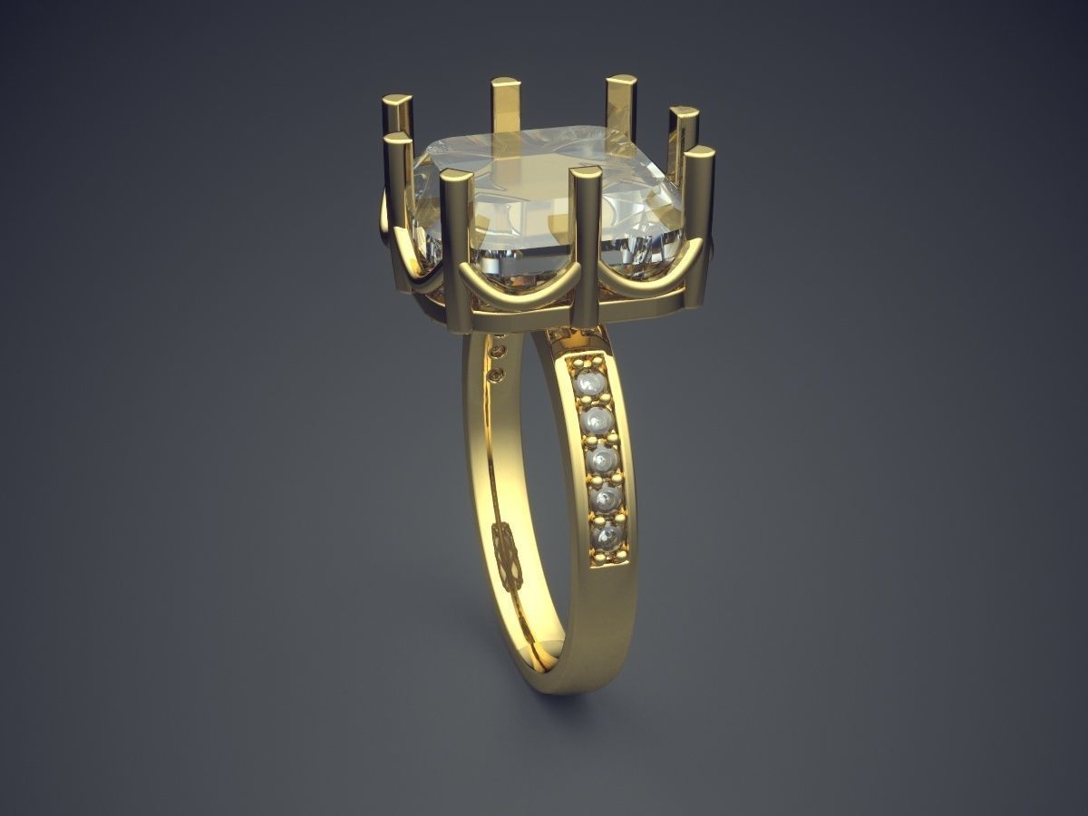 Impressive Classic Minimal Crystal Ring 1053 3D print model_3