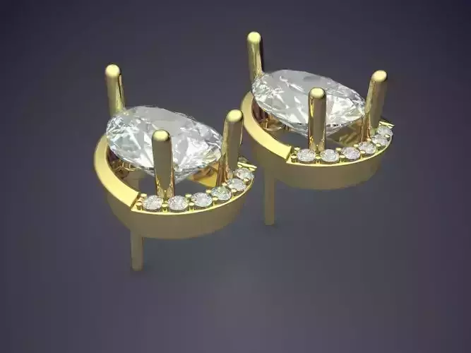 Classic Minimal Golden Earrings With Diamonds 1049