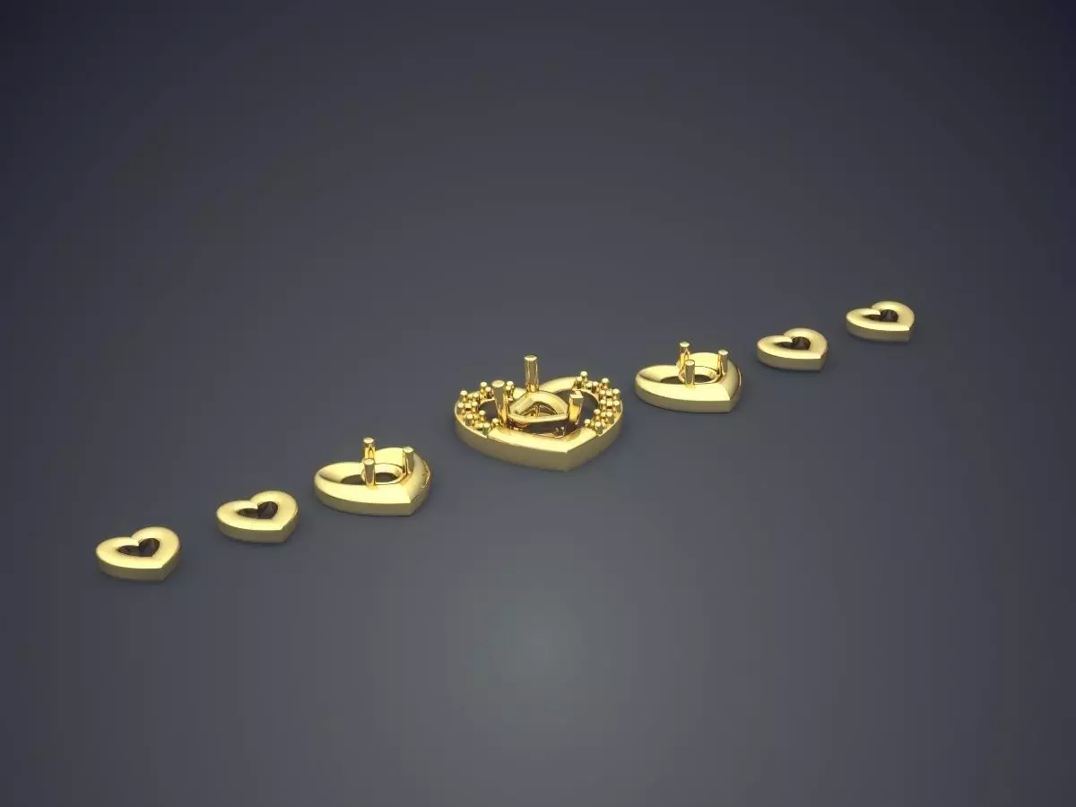 Heart-Motif Small Diamond Bracelet 1047 3D print model_0