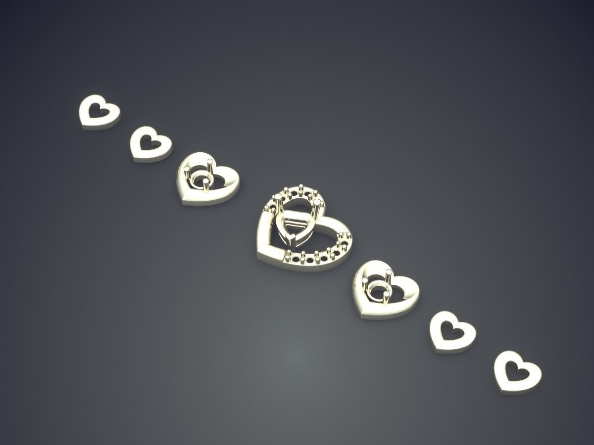 Heart-Motif Small Diamond Bracelet 1047 3D print model_1