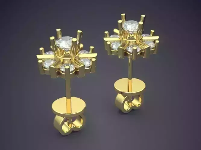 Flower-shaped Earrings With Diamonds 1044