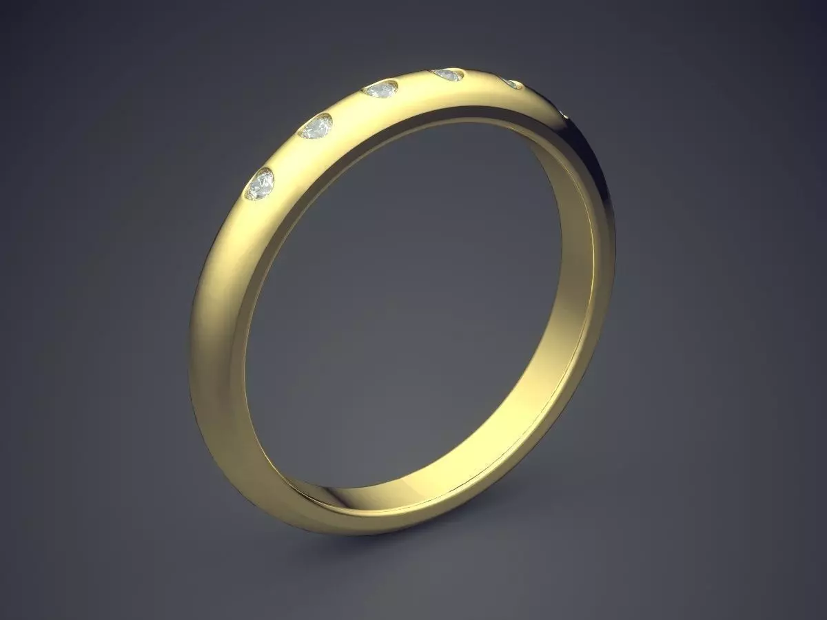 Thin Engagement Ring With Small Diamonds 1041 3D print model_0
