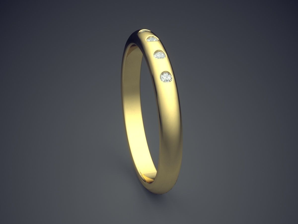 Thin Engagement Ring With Small Diamonds 1041 3D print model_3